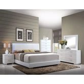 Lorimar White PU & Chrome Leg Queen Bed Model 22640Q By ACME Furniture